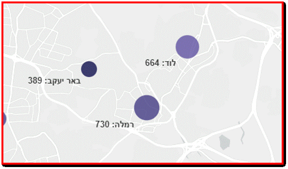 צילום מסך מפת המבודדים רמלה לוד באר יעקב  