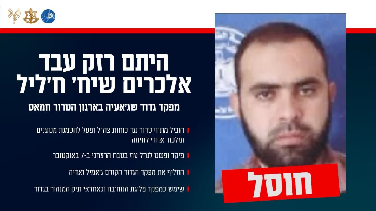 חוסל המחבל היתם רזק עבד אלכרים שיח׳ ח&#39;ליל צילום דוצ