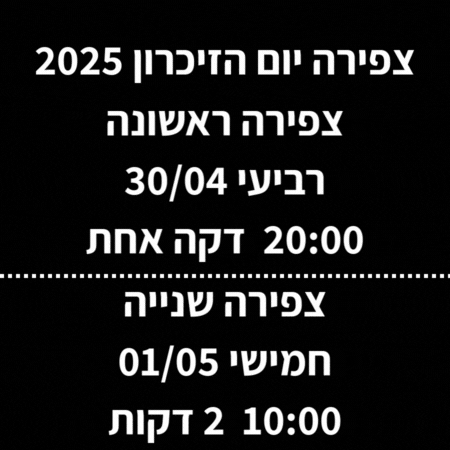 צפירה יום הזיכרון 2025 זמני הצפירות