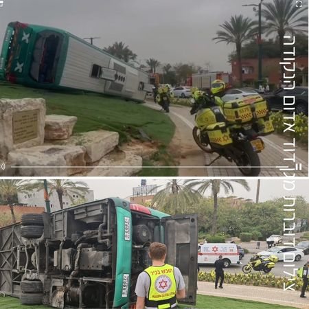 תאונת אוטובוס בראשון לציון צילומים דוברות מגן דוד אדום