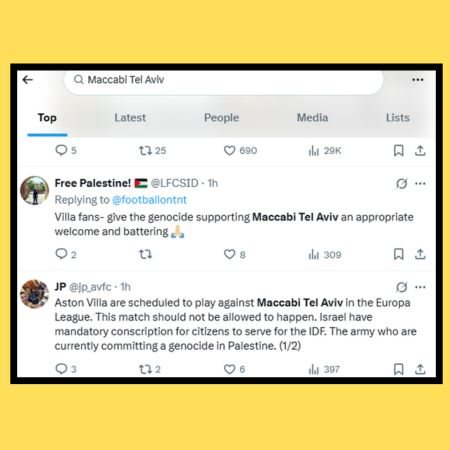 האנטישמים בברמינגהם מחכים לאוהדי מכבי תל אביב צילום מתוך רשת X