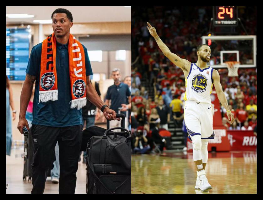 מימין סטף קרי, משמאל דמיון בנתב"ג