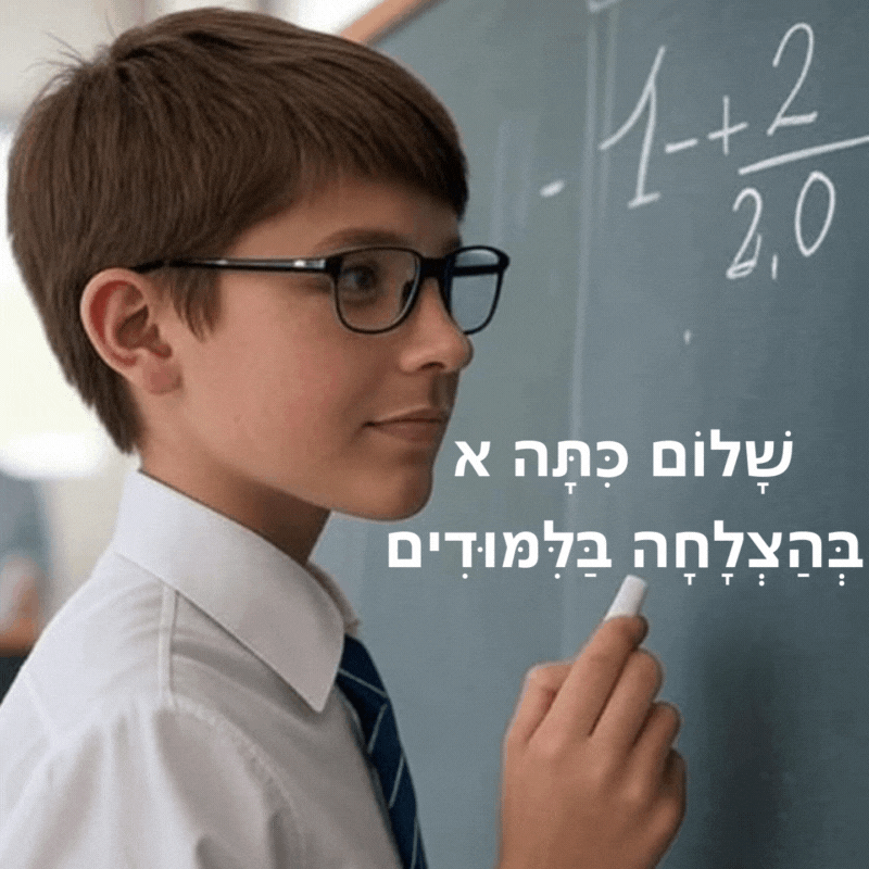 שלום כיתה א תמונת ברכה לתחילת שנת הלימודים בבתי הספר 
