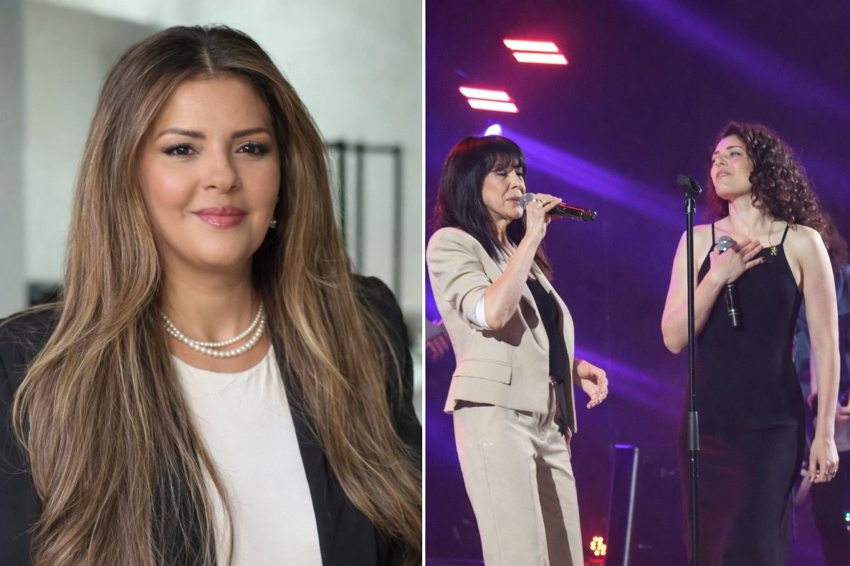 מימין הארוע המרכזי 2025. גלי עטרי מארחת את רוני דלומי. משמאל זהבה בן שתופיע השנה