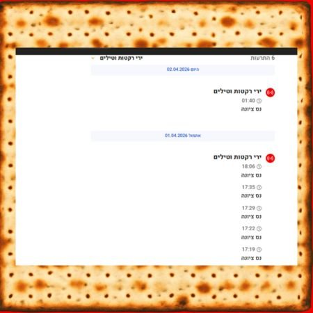 חג פסח תחת אש: חמש אזעקות בערב החג בנס ציונה