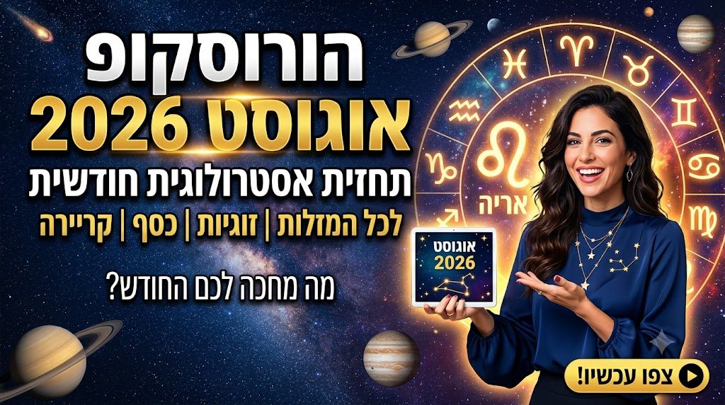 הורוסקופ אוגוסט 2026 תחזית אסטרולוגית חודש אוגוסט 2026 לבני כל המזלות