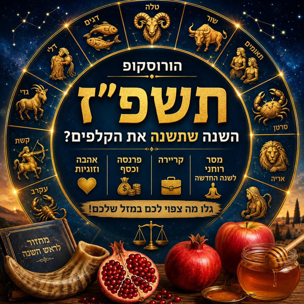 הורוסקופ שנה עברית חדשה לבני כל המזלות פרנסה אהבה זוגיות ומסר אישי לבני המזלות