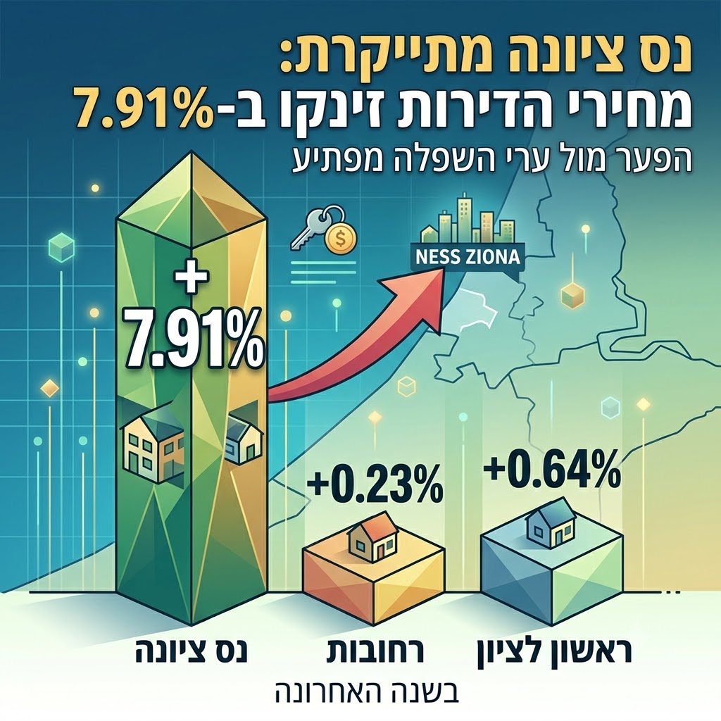 בכמה התייקרו הדירות בנס ציונה בשנה האחרונה