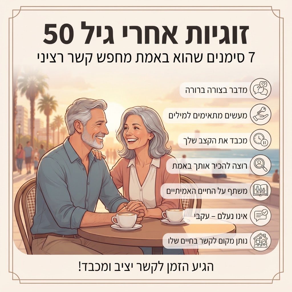 זוגיות אחרי גיל 50: 7 סימנים שהוא באמת מחפש קשר רציני