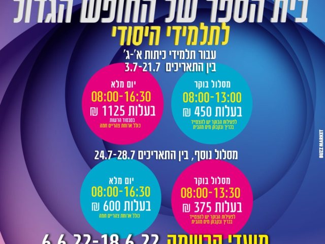 בית הספר של החופש הגדול 2022 בנס ציונה 