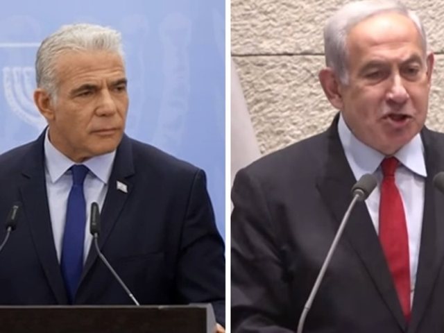 נתניהו ולפיד. צילומי מסך מערוץ הכנסת