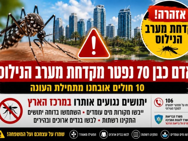 אזהרת קדחת מערב הנילוס אדם נפטר והיתושים הנגועים מתפשטים למרכז הארץ