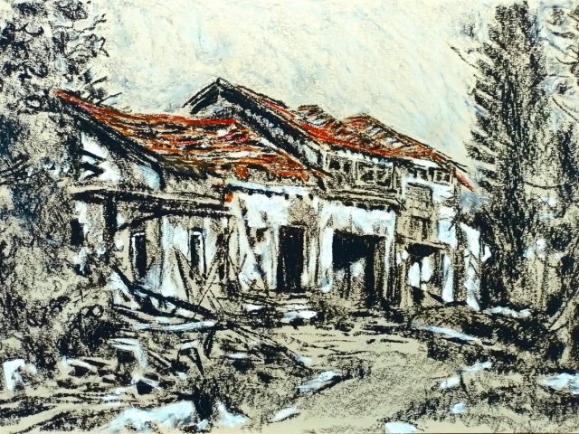 תערוכה לרגל שנה למלחמה בבית יד לבנים ברחובות בתמונה בבית בבארי-נדב טייטלבוים